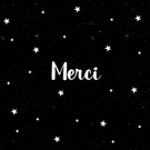 Merci en &eacute;toiles sur fond noir &eacute;l&eacute;gant